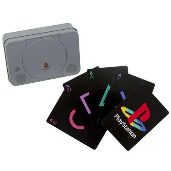 Jeu de cartes à jouer et boîte de rangement en métal - Paladone - Sony PlayStation 1 - PS1 - Neuf