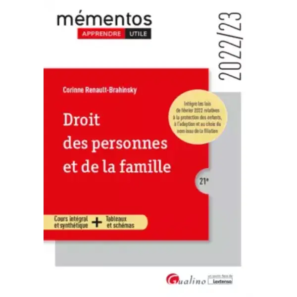 Droit des personnes et de la famille: Cours intégral et synthétique - Outils pédagogiques