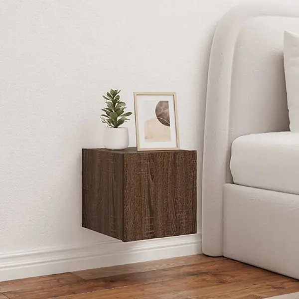 vidaXL Meuble TV mural avec LED - 30 cm - Chêne marron