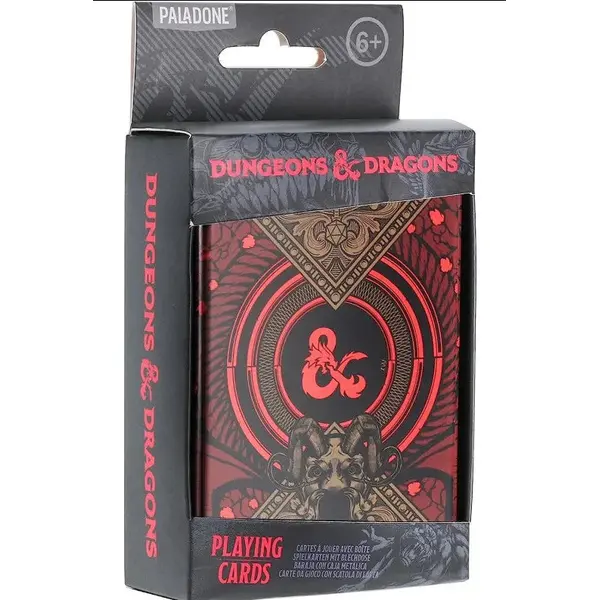 Jeu de cartes à jouer et boîte de rangement en métal - Paladone - Dungeons & Dragons - Donjons & Dragons - Neuf emballage carton déchiré